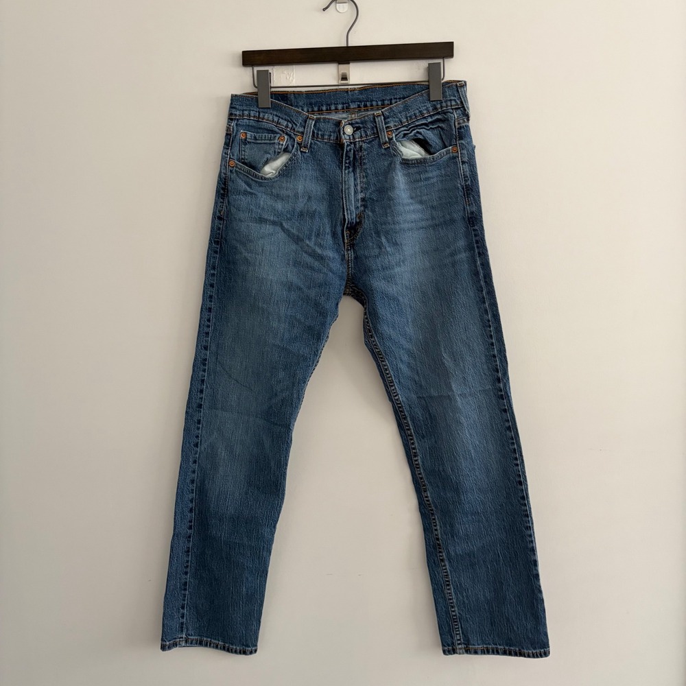 Levis 505 Regular Fit Straight Leg Jeans Blue Denim 33x30
